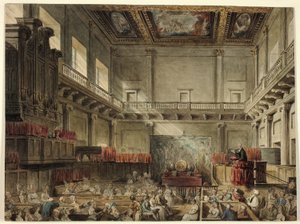 Studie voor Koninklijke Kapel, Whitehall, in Micocosm van Londen