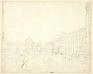 Studie voor Somerset House, Strand, uit Microcosm of London door Augustus Charles Pugin