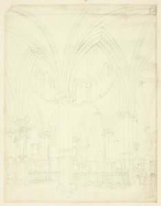 Studie voor Temple Church, uit Microcosm of London