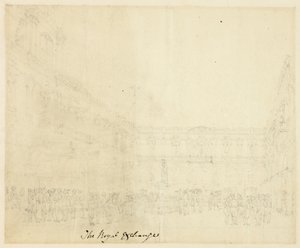 Studie voor de Koninklijke Beurs, uit Microcosm of London door Augustus Charles Pugin