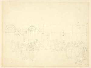 Studie voor Wachthuis, St. Mary Le Bone, uit Microcosm of London door Augustus Charles Pugin
