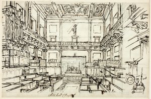 Studie voor Whitehall Chapel, uit Microcosm of London door Augustus Charles Pugin