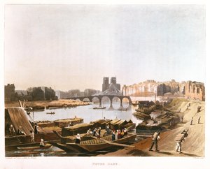 Notre Dame, Ile de la Cité, Ile Saint Louis en de Pont de la Tournelle, 1821 door Augustus Charles after Pugin