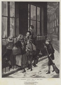 Een kerstfeest, buiten in de kou