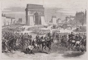 Duitse troepen betreden Parijs na het einde van de Frans-Duitse Oorlog door Augustus J. Beck