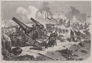 Pruisische belegeringsbatterij in het park van Le Raincy tijdens het Beleg van Parijs, Frans-Pruisische Oorlog