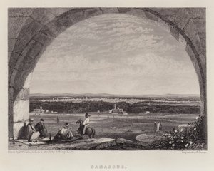 Damascus (kleur litho) door Augustus Wall (after) Callcott
