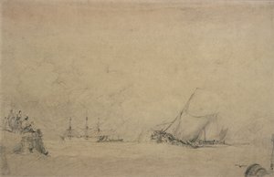 Lugger maakt zich klaar voor de monding van een haven