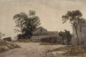 Huisjes langs de weg door Augustus Wall Callcott