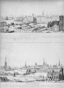 Katholieke stad in 1440 en dezelfde stad in 1840