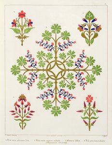 Rozenmotief behangontwerp, gedrukt door M. und N. Hanhart door Augustus Welby Northmore Pugin
