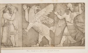 Bas-reliëfs bij een ingang van een kleine tempel (Nimroud), uit Monumenten van Nineveh, uitgegeven 1849