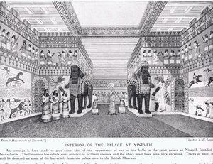 Interieur van het Paleis van Nineveh, illustratie uit 