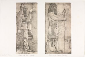 Monumenten van Nineve: Plaat 6, Vis-god (Nimroud); Figuur bij een Ingang (Kouyunjik)