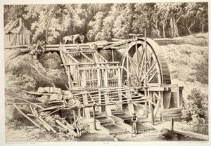 Kwartskneuzingsmolen, uit The History of Australasia door David Blair, McGrady, Thomson, en Niven, 1879