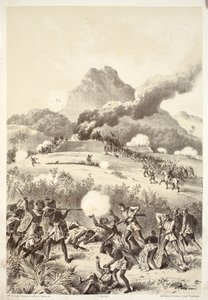 Het innemen van een Maori-redoute, uit The History of Australasia door David Blair, McGrady, Thomson, en Niven, 1879 door Australian School