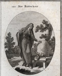 Allegorie van bitterheid. Gravure in "Iconologie oder Ideen aus dem Gebiete der Leidenschaften und Allegorien bildich dargestellt fur Zeichner, Mahler, Dichter, Gelehrte, Erzieher und freunde Hoherer G" door Austrian School