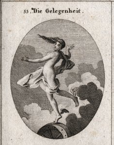 Allegorie van de gelegenheid. Gravure in "Iconologie oder Ideen aus dem Gebiete der Leidenschaften und Allegorien bildich dargestellt fur Zeichner, Mahler" door Austrian School