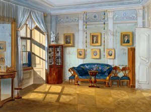 Biedermeier stijl salon, ca 1830 door Austrian School