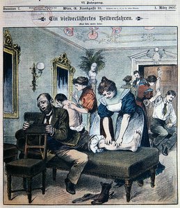 Humoristische afbeelding van een Amerikaanse massagesalon door Austrian School