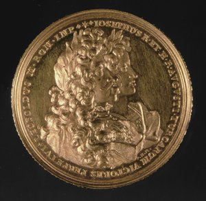 Medaille met portretten van Heilige Roomse Keizers Leopold I (1640-1705) en Joseph I (1678-1711) door Philipp Heinrich, 1692