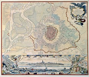 Plattegrond van de stad Wenen, naar een gravure van 1720