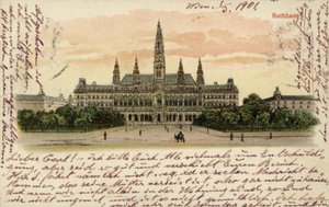 Ansichtkaart met het stadhuis in Wenen door Austrian School