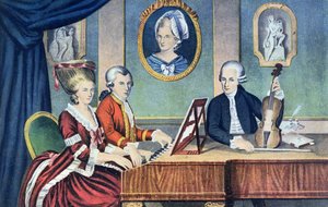 De familie Mozart in 1780-81 door Austrian School