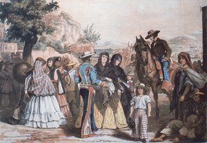 Traditionele Mexicaanse kostuums uit het midden van de negentiende eeuw