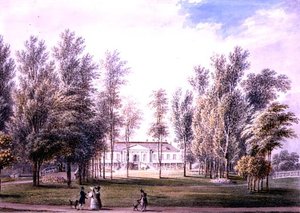 Uitzicht op een landhuis in een park, ca. 1815 door Austrian School