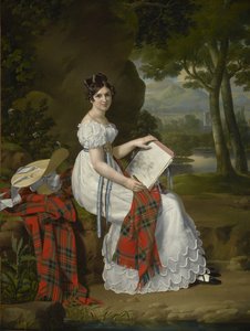 Vrouw die Schetst in een Landschap, ca. 1830 door Austrian School