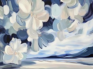 Blauw bloemenlandschap door Avanesova Elena