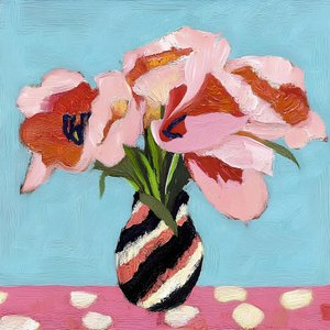 Stilleven met roze tulpen