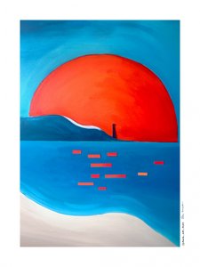 De levendige zonsondergang bij de vuurtoren door Awol Art Alex