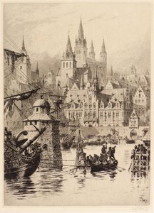 Gotische Torens en Rivier, Keulen