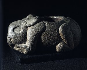 Azteekse kunst: Ometochtli, god konijn baas van dronkenschap.