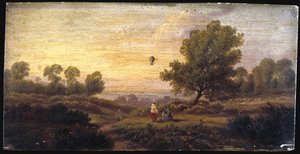 Luchtballon boven bosgebied, c.1840