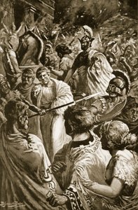 De plundering van Olynthus, 348 v.Chr., illustratie uit 