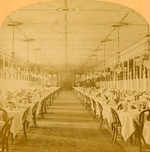 Eetzaal, Grand Union Hotel, Saratoga, Grootste Eetzaal ter Wereld, 1882 door B. W. Kilburn