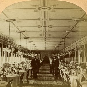 Eetkamer, Grand Union Hotel, Saratoga, New York, VS door B. W. Kilburn