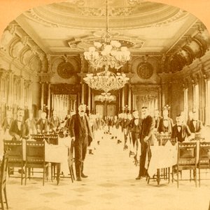 De Grote Eetzaal, Windsor Hotel, gezegd de mooiste ter wereld te zijn, Montreal, Canada, 1894 door B. W. Kilburn