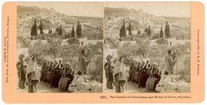 De tuin van Gethsemane en de Olijfberg, Palestina, 1898 door B. W. Kilburn