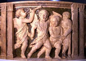 Post-restauratie paneel No.VI van de buitenpreekstoel van de kathedraal van Prato door B. di Donatello and Michelozzo