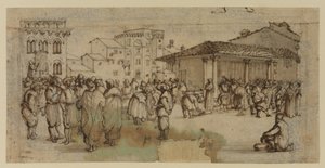 Marktplein in Florence, met figuren