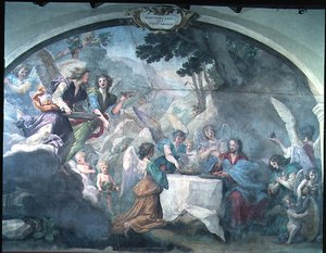 Christus bediend door Engelen