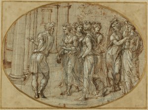 Odysseus en de dochters van Lycomedes door Baldassare Peruzzi