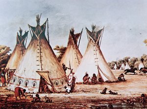Dorp van de Kiowa Stam