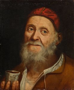Oude man met koffiekopje