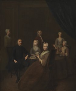 De schoonouders van de kunstenaar en enkele van hun kinderen door Balthasar Denner