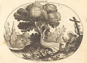 Sint Egidius en een hinde door Balthasar Moncornet